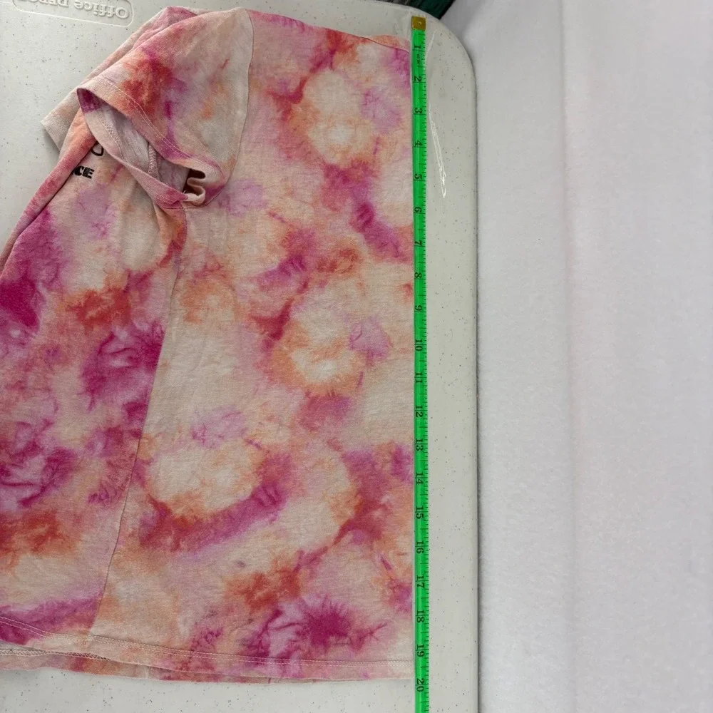Justice Tie Front‎ T-Shirt Top Girls Pink Tie Dye Flower Graphic Size M